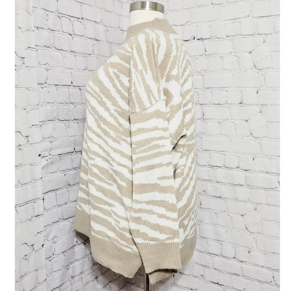 NWT Maurices 3 Zebra Print Mock Neck Pullover Sweater